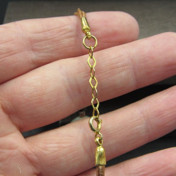 7" Sterling Silver & Leather Large Faux Pearl Bracelet Vintage - Picture 4 of 8